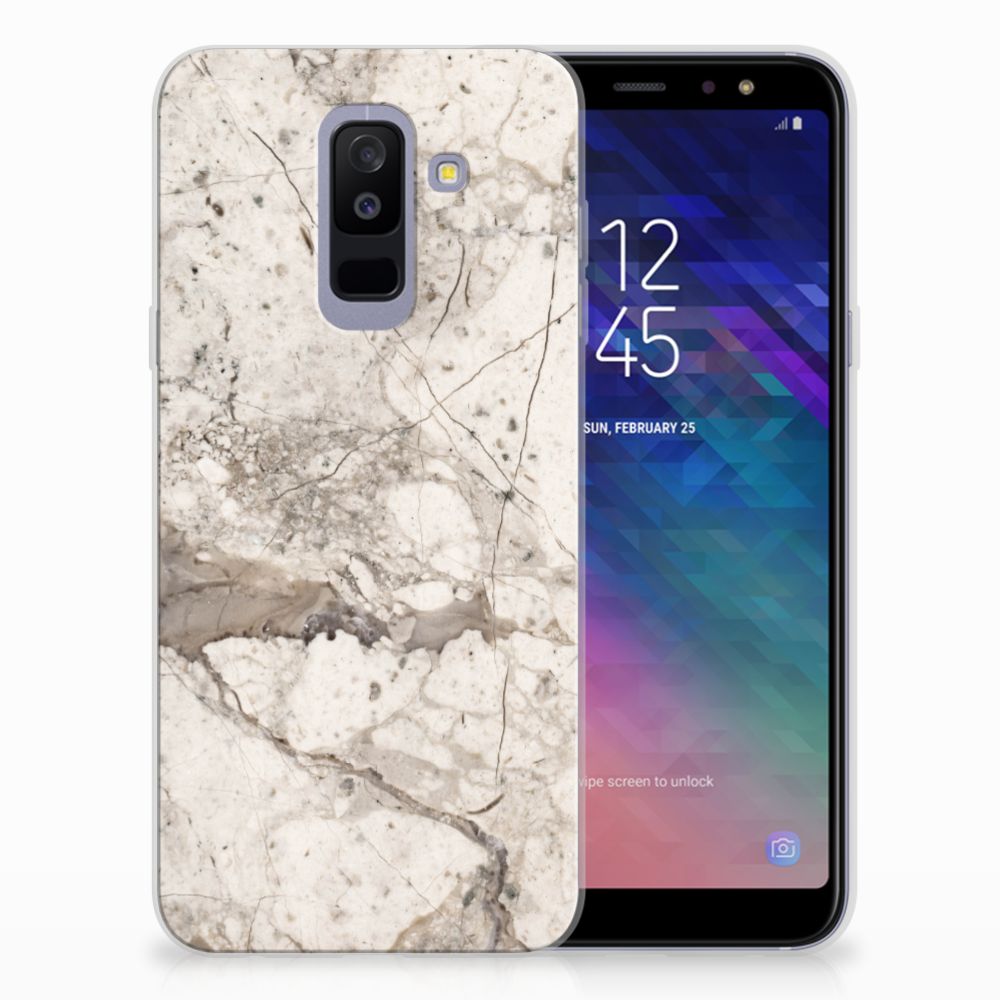 Samsung Galaxy A6 Plus (2018) TPU Siliconen Hoesje Marmer Beige