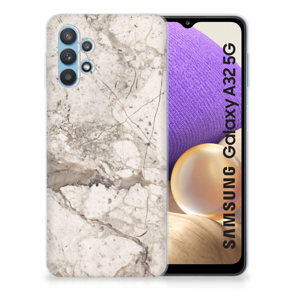 Samsung Galaxy A32 5G TPU Siliconen Hoesje Marmer Beige
