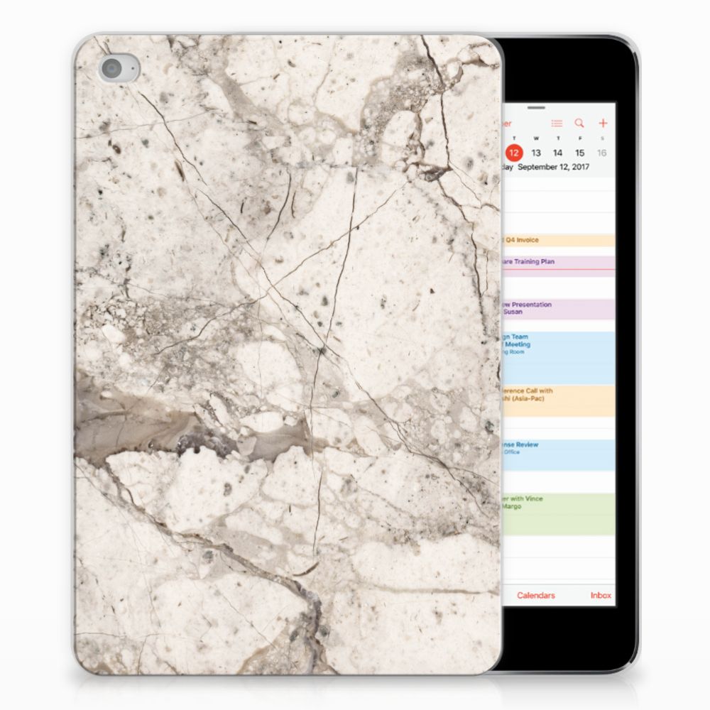 Apple iPad Mini 4 Tablethoesje Design Marmer Beige