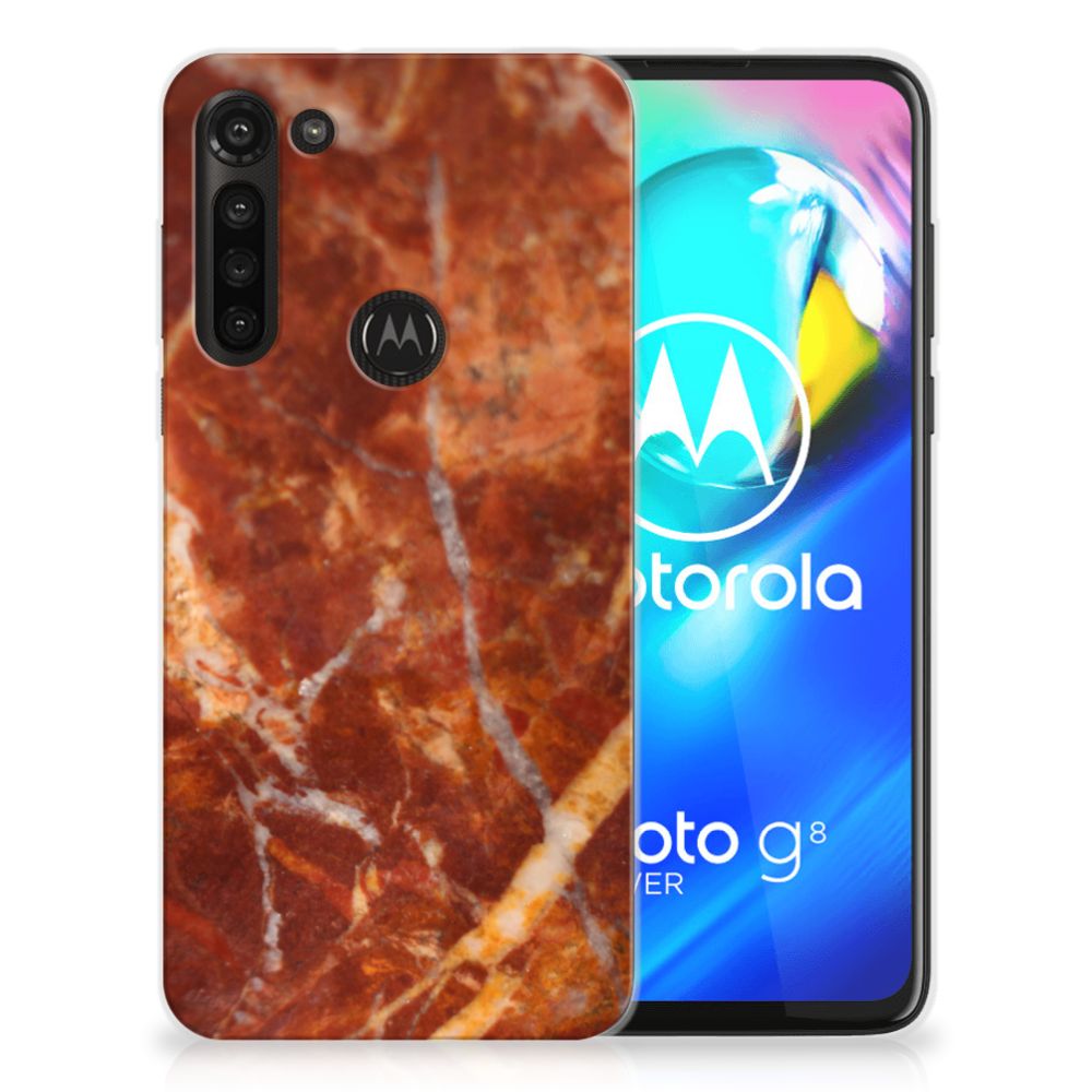 Motorola Moto G8 Power TPU Siliconen Hoesje Marmer Bruin