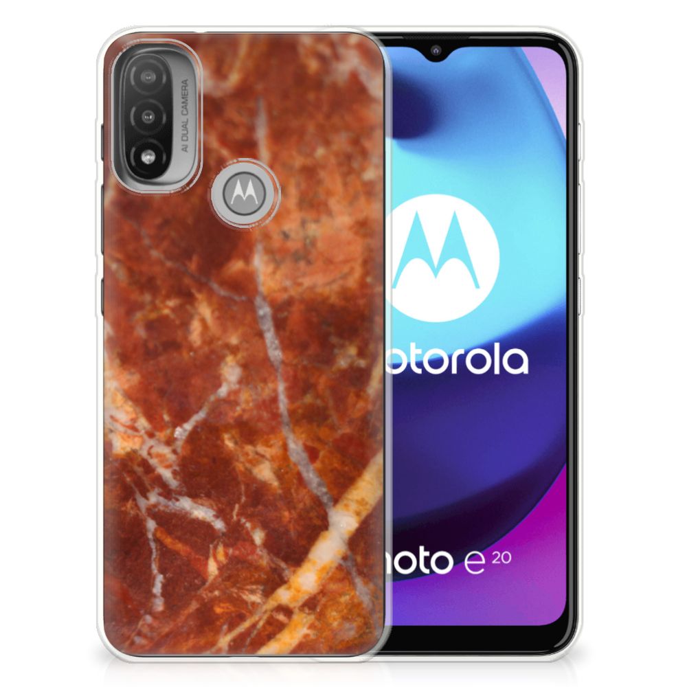 Motorola Moto E20 | E40 TPU Siliconen Hoesje Marmer Bruin