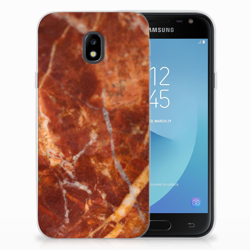 Samsung Galaxy J3 2017 TPU Siliconen Hoesje Marmer Bruin
