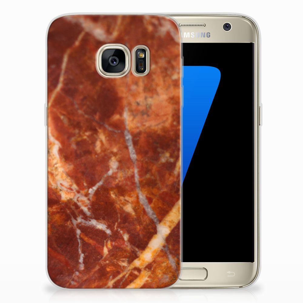 Samsung Galaxy S7 TPU Siliconen Hoesje Marmer Bruin