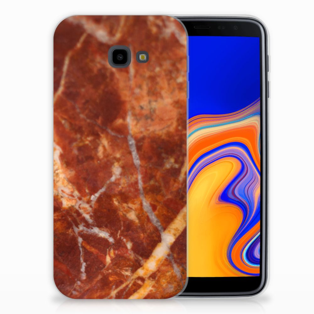 Samsung Galaxy J4 Plus (2018) TPU Siliconen Hoesje Marmer Bruin