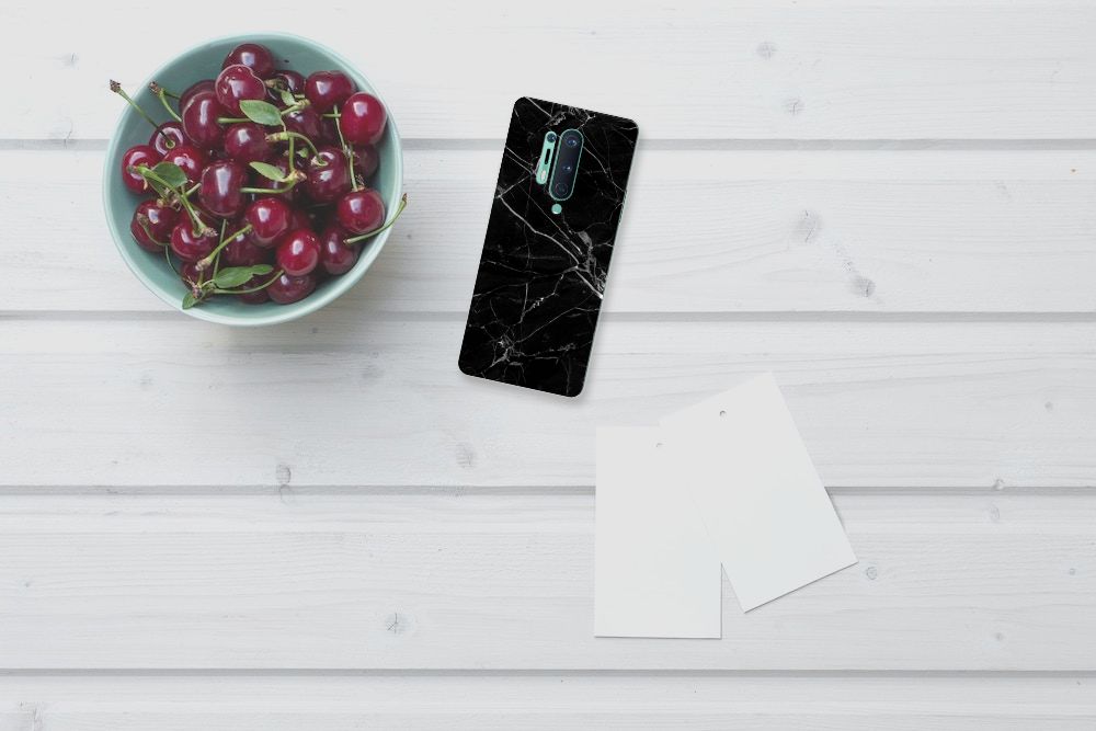 OnePlus 8 Pro TPU Siliconen Hoesje Marmer Zwart - Origineel Cadeau Vader