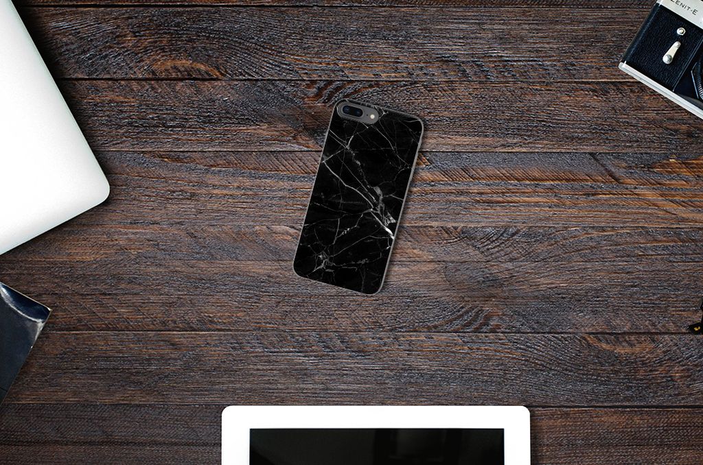 Apple iPhone 7 Plus | 8 Plus TPU Siliconen Hoesje Marmer Zwart - Origineel Cadeau Vader