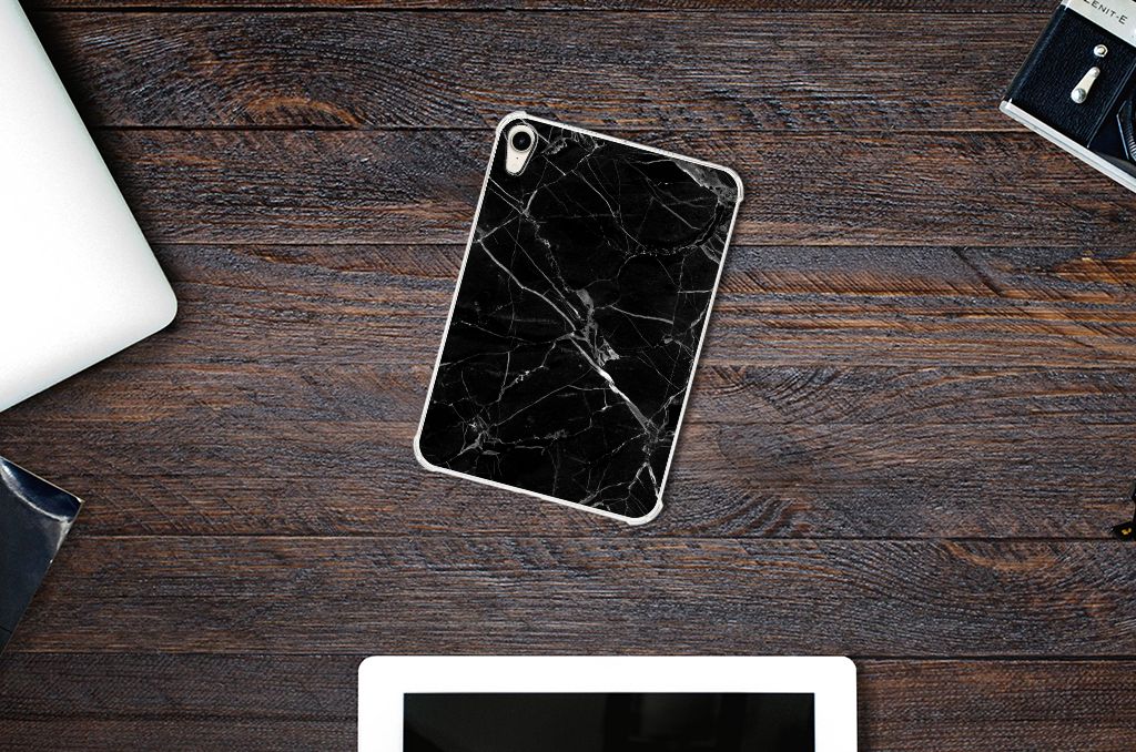 Apple iPad mini 6 (2021) Tablet Back Cover Marmer Zwart - Origineel Cadeau Vader