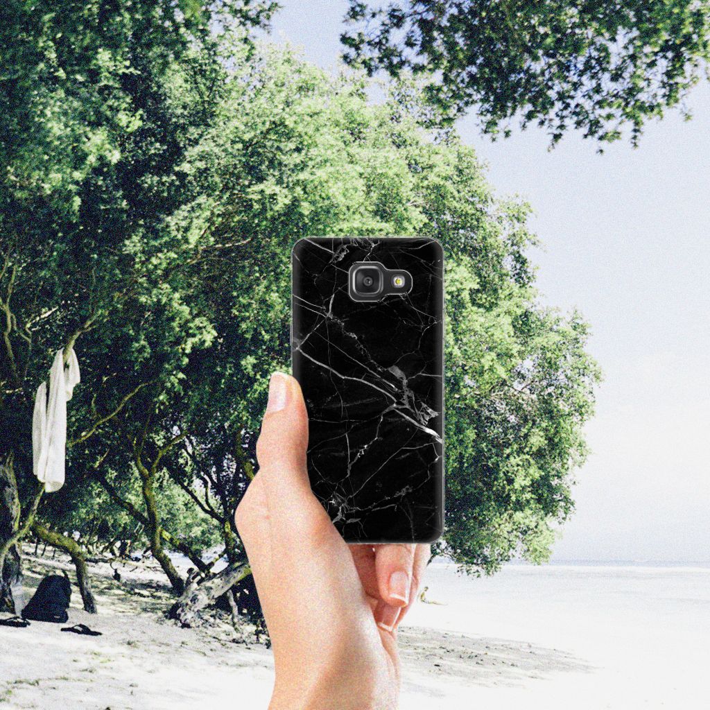 Samsung Galaxy A3 2016 TPU Siliconen Hoesje Marmer Zwart - Origineel Cadeau Vader