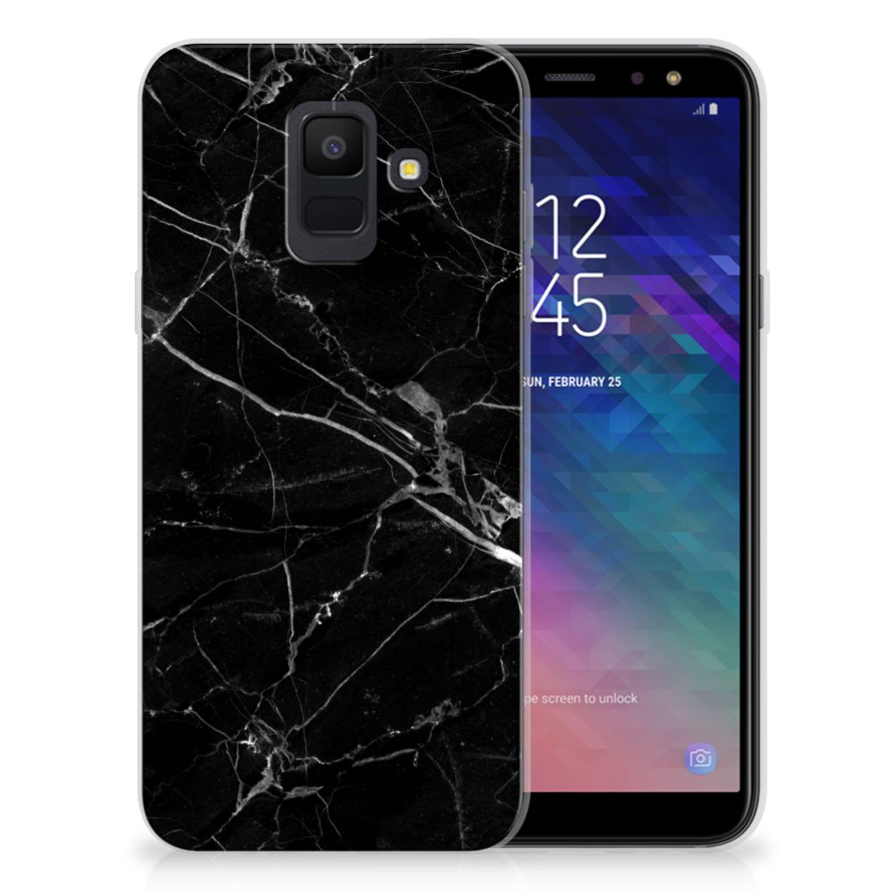 Samsung Galaxy A6 (2018) TPU Siliconen Hoesje Marmer Zwart - Origineel Cadeau Vader
