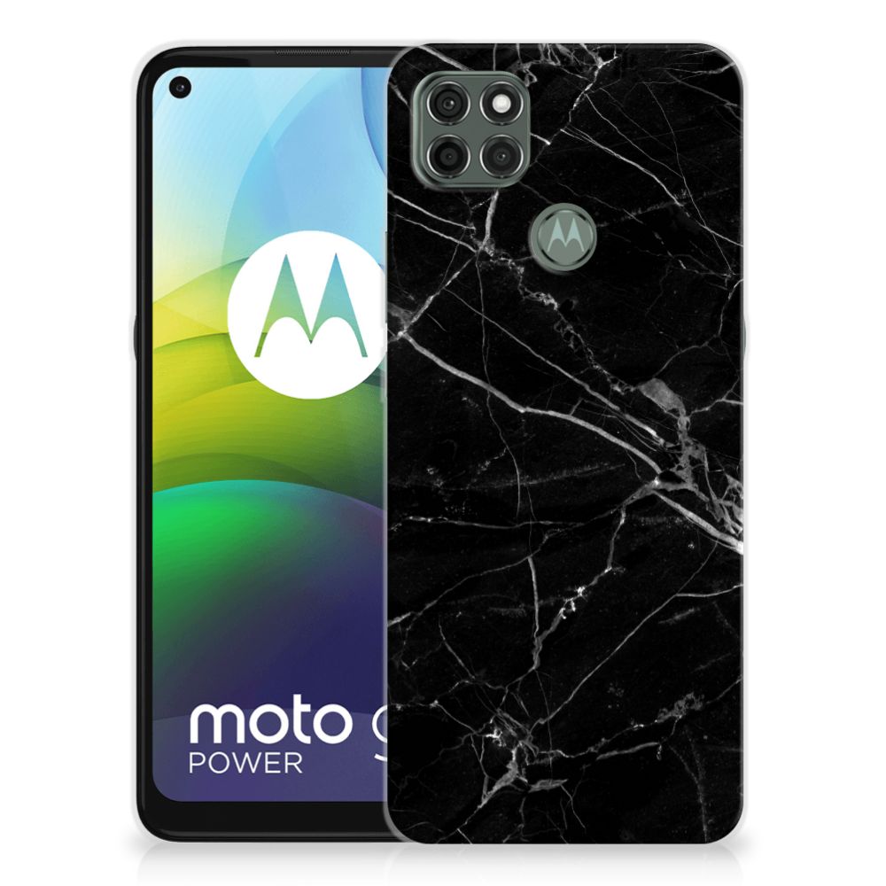 Motorola Moto G9 Power TPU Siliconen Hoesje Marmer Zwart - Origineel Cadeau Vader