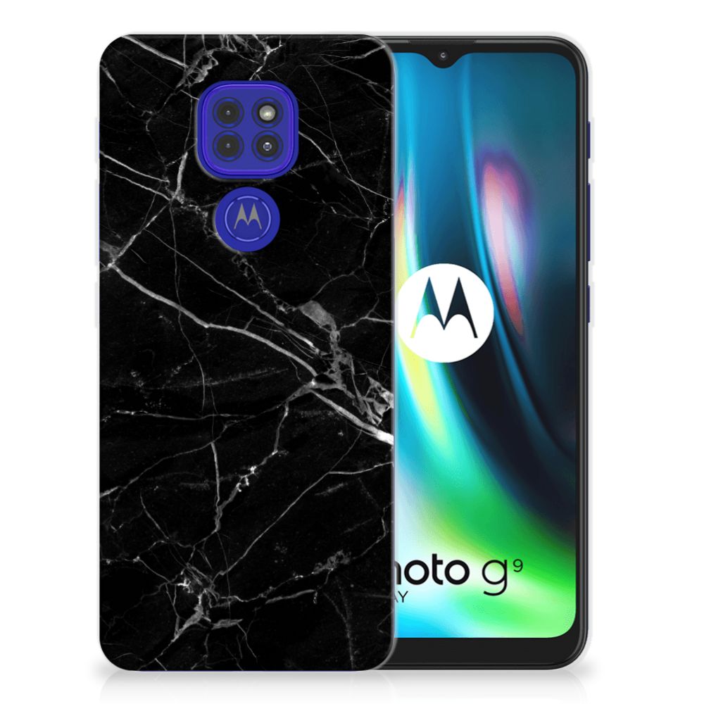 Motorola Moto G9 Play | E7 Plus TPU Siliconen Hoesje Marmer Zwart Origineel Cadeau Vader