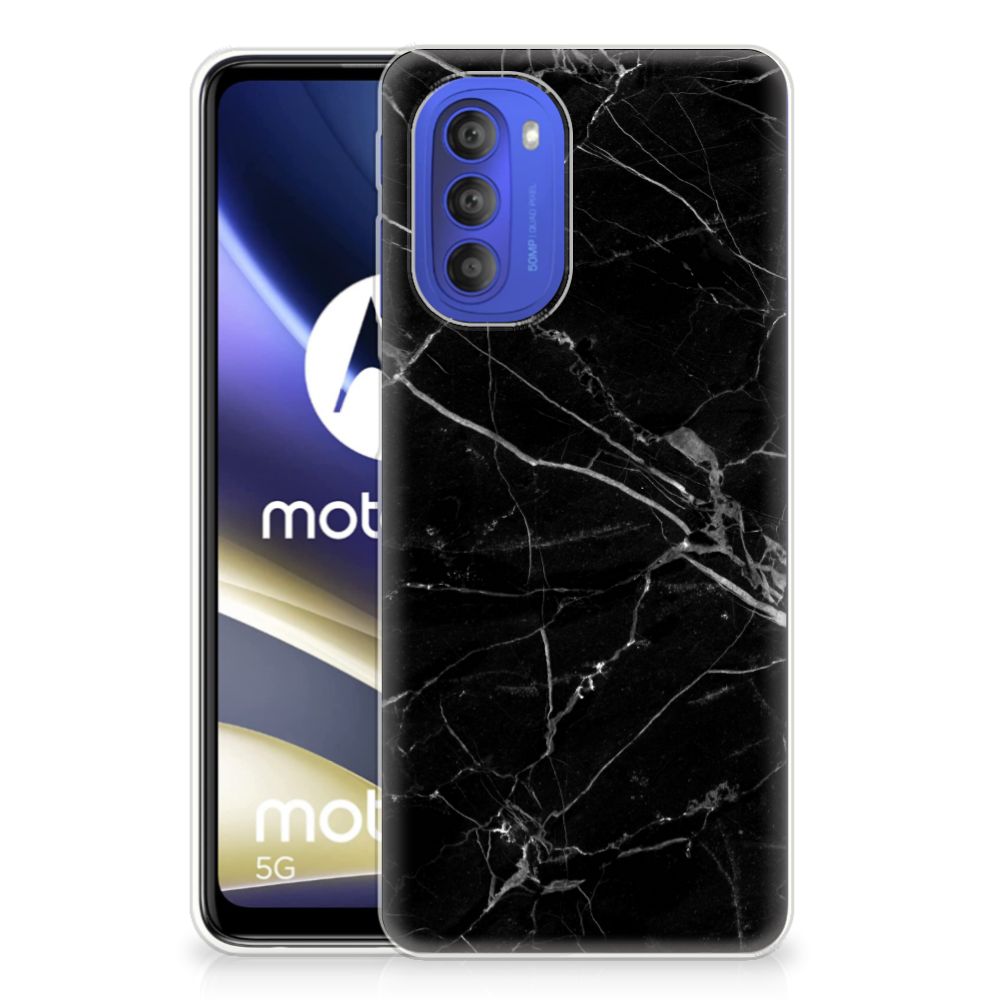 Motorola Moto G51 5G TPU Siliconen Hoesje Marmer Zwart - Origineel Cadeau Vader