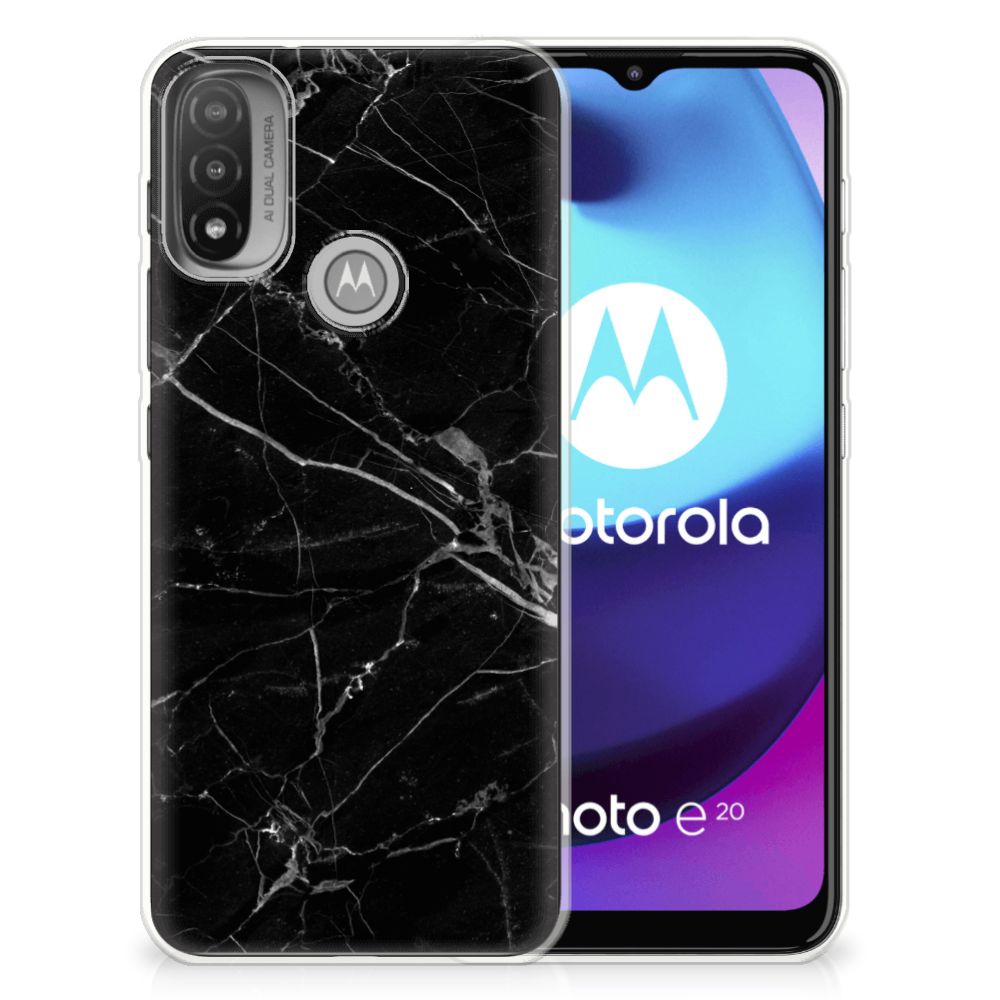 Motorola Moto E20 | E40 TPU Siliconen Hoesje Marmer Zwart - Origineel Cadeau Vader