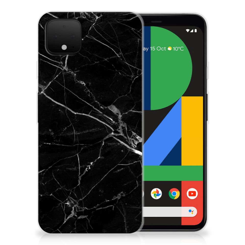 Google Pixel 4 XL TPU Siliconen Hoesje Marmer Zwart - Origineel Cadeau Vader