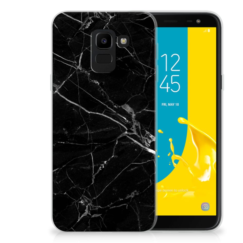Samsung Galaxy J6 2018 TPU Siliconen Hoesje Marmer Zwart - Origineel Cadeau Vader