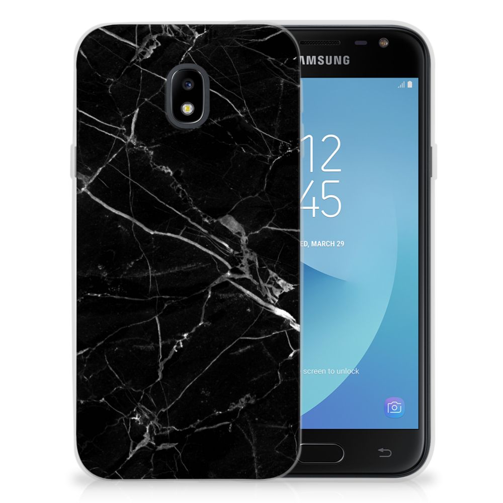 Samsung Galaxy J3 2017 TPU Siliconen Hoesje Marmer Zwart - Origineel Cadeau Vader