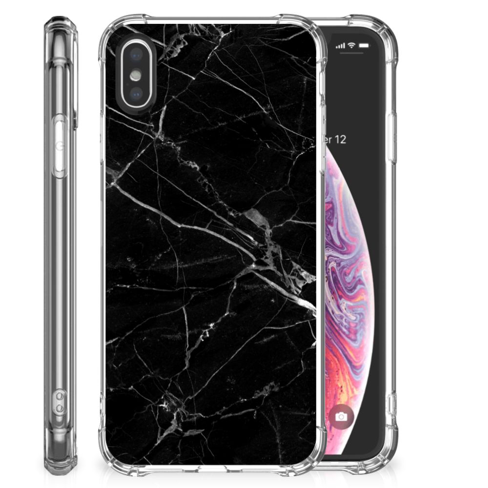 Apple iPhone X | Xs Anti-Shock Hoesje Marmer Zwart - Origineel Cadeau Vader