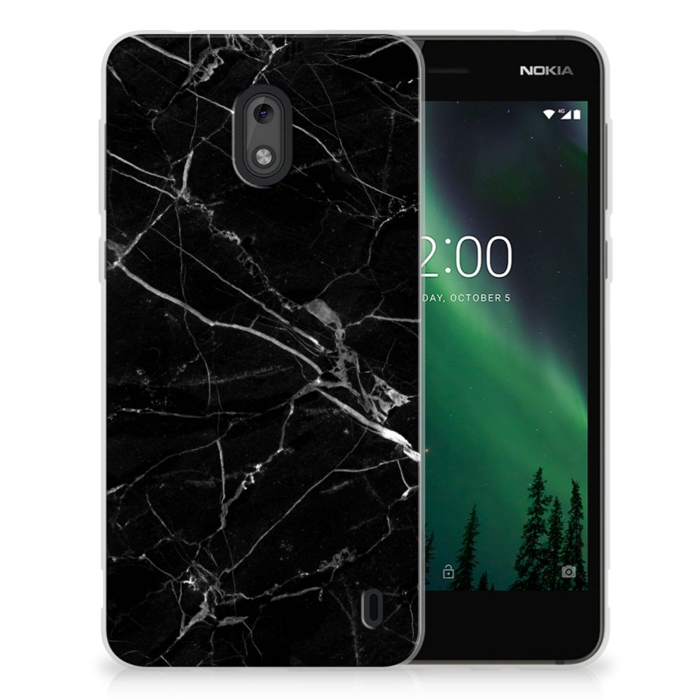 Nokia 2 TPU Siliconen Hoesje Marmer Zwart - Origineel Cadeau Vader