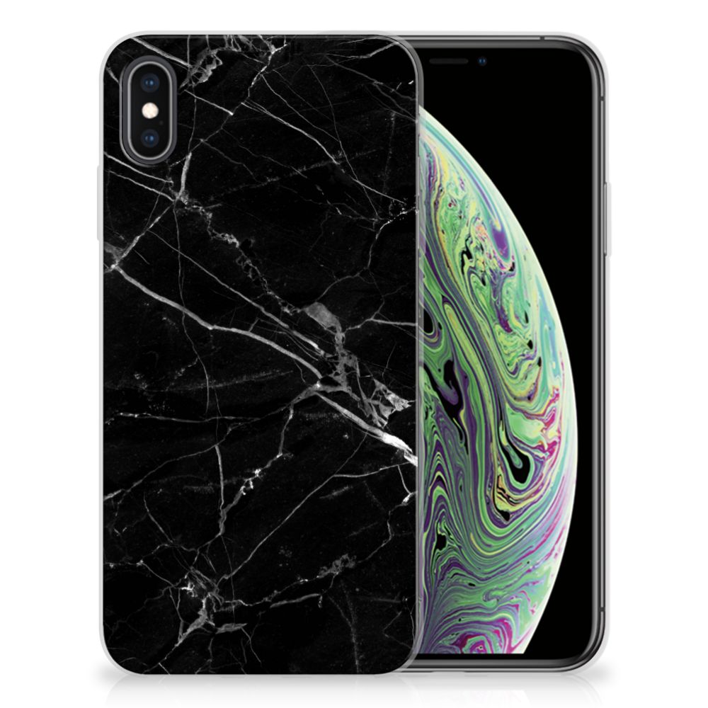 Apple iPhone Xs Max TPU Siliconen Hoesje Marmer Zwart - Origineel Cadeau Vader