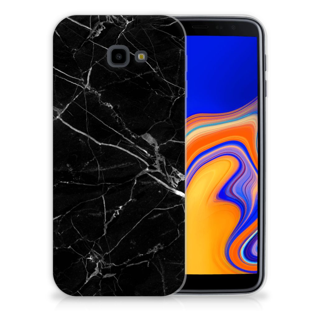 Samsung Galaxy J4 Plus (2018) TPU Siliconen Hoesje Marmer Zwart - Origineel Cadeau Vader
