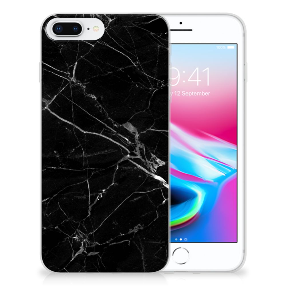 Apple iPhone 7 Plus | 8 Plus TPU Siliconen Hoesje Marmer Zwart - Origineel Cadeau Vader