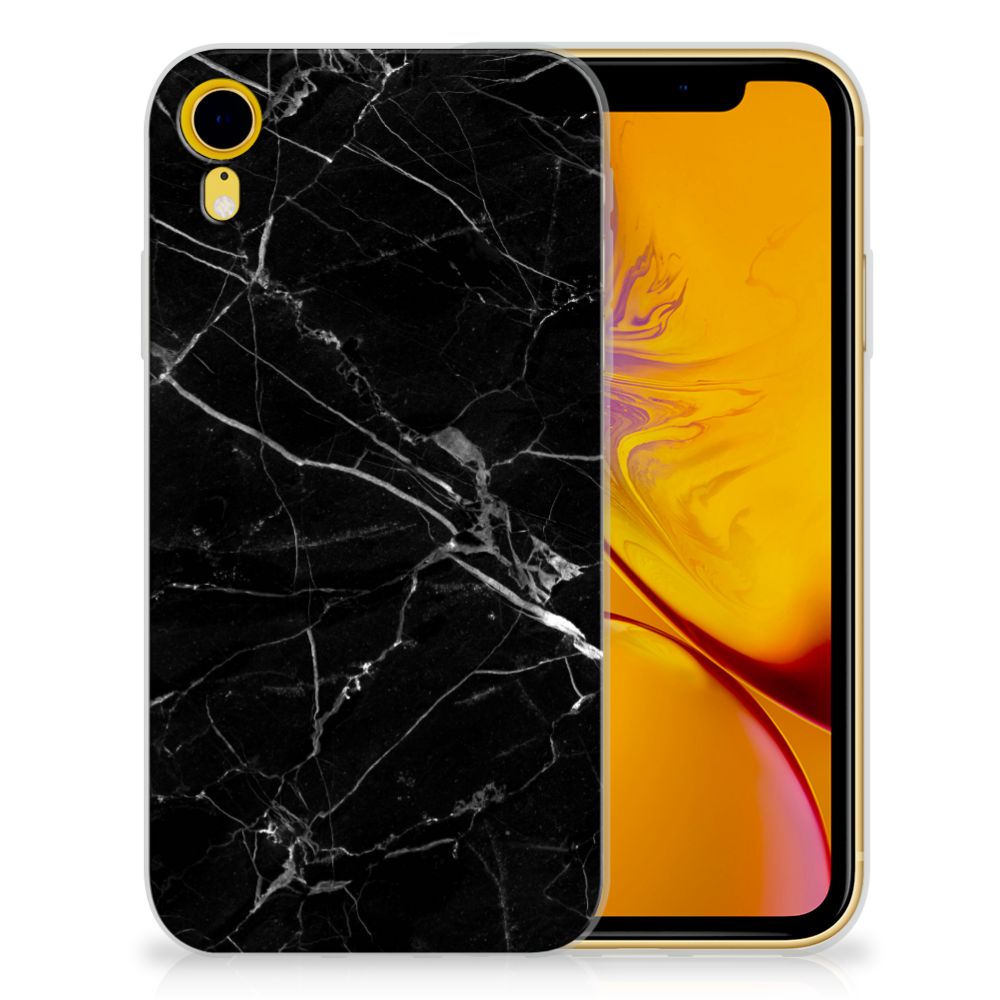 Apple iPhone Xr TPU Siliconen Hoesje Marmer Zwart - Origineel Cadeau Vader