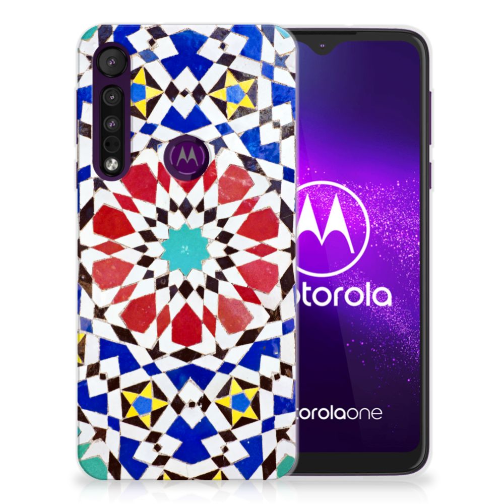 Motorola One Macro TPU Siliconen Hoesje Mozaïek 