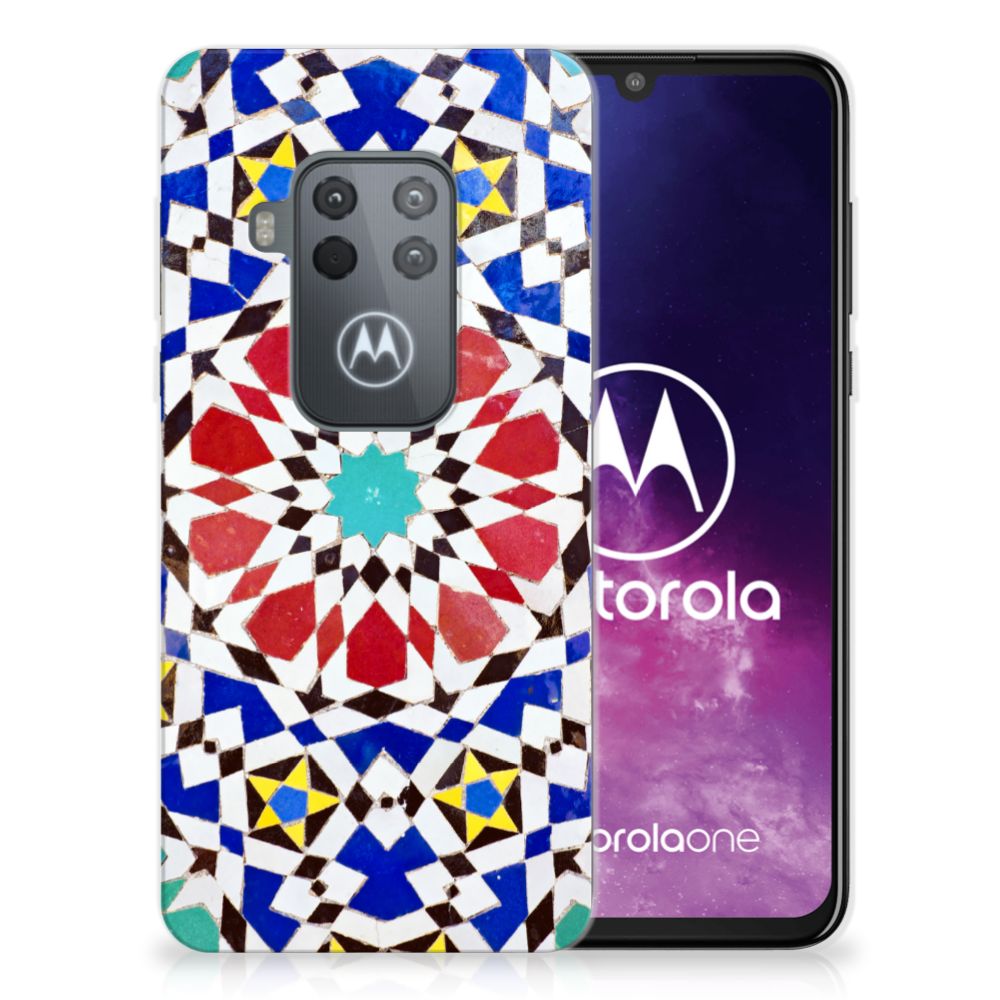 Motorola One Zoom TPU Siliconen Hoesje Mozaïek 