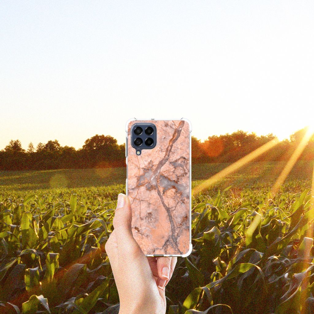 Samsung Galaxy M53 Anti-Shock Hoesje Marmer Oranje