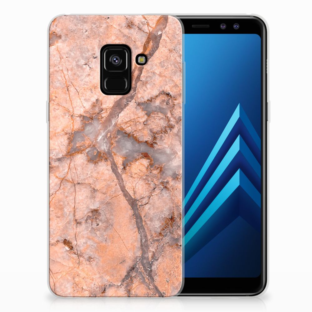 Samsung Galaxy A8 (2018) TPU Siliconen Hoesje Marmer Oranje
