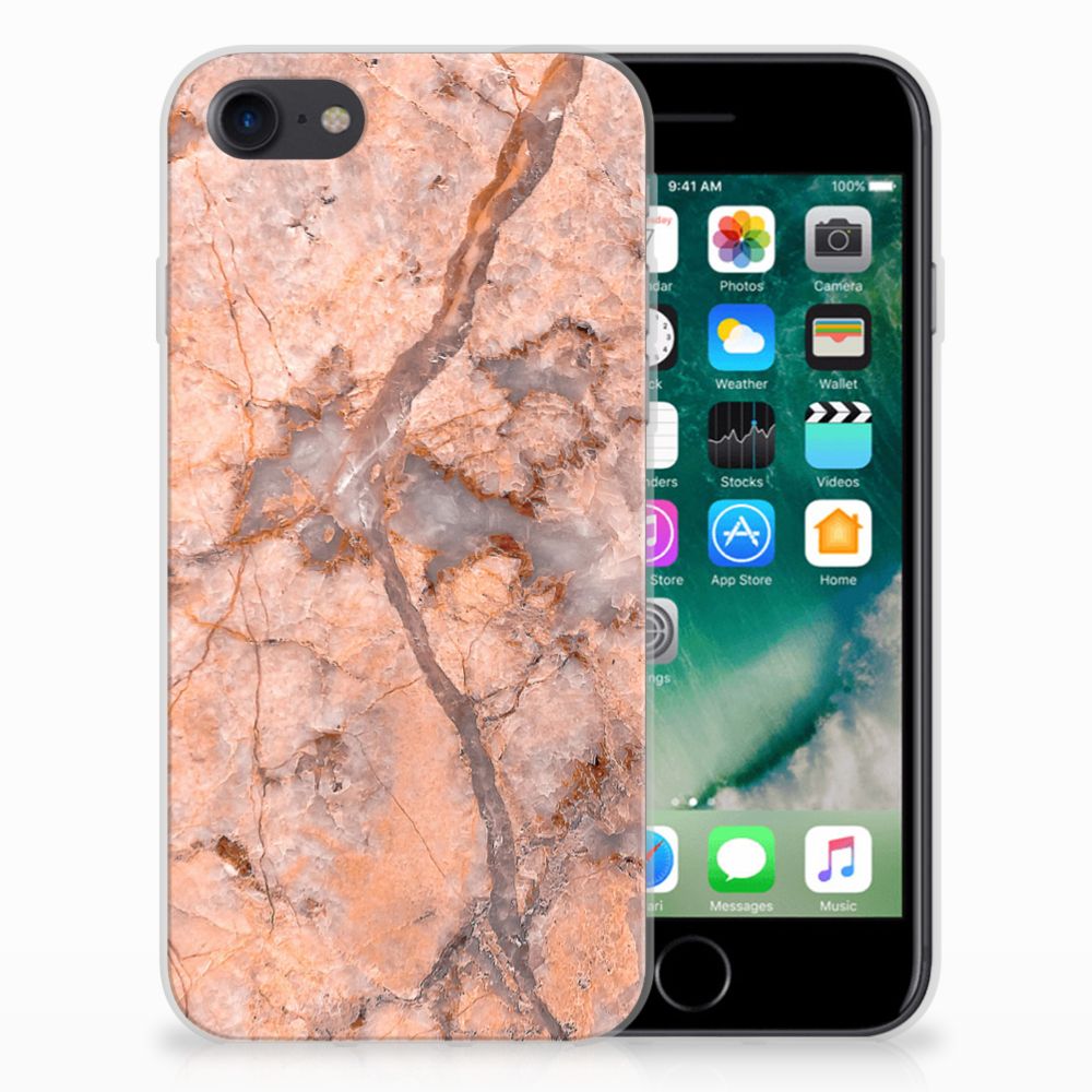 Apple iPhone 7 | 8 TPU Hoesje Design Marmer Oranje