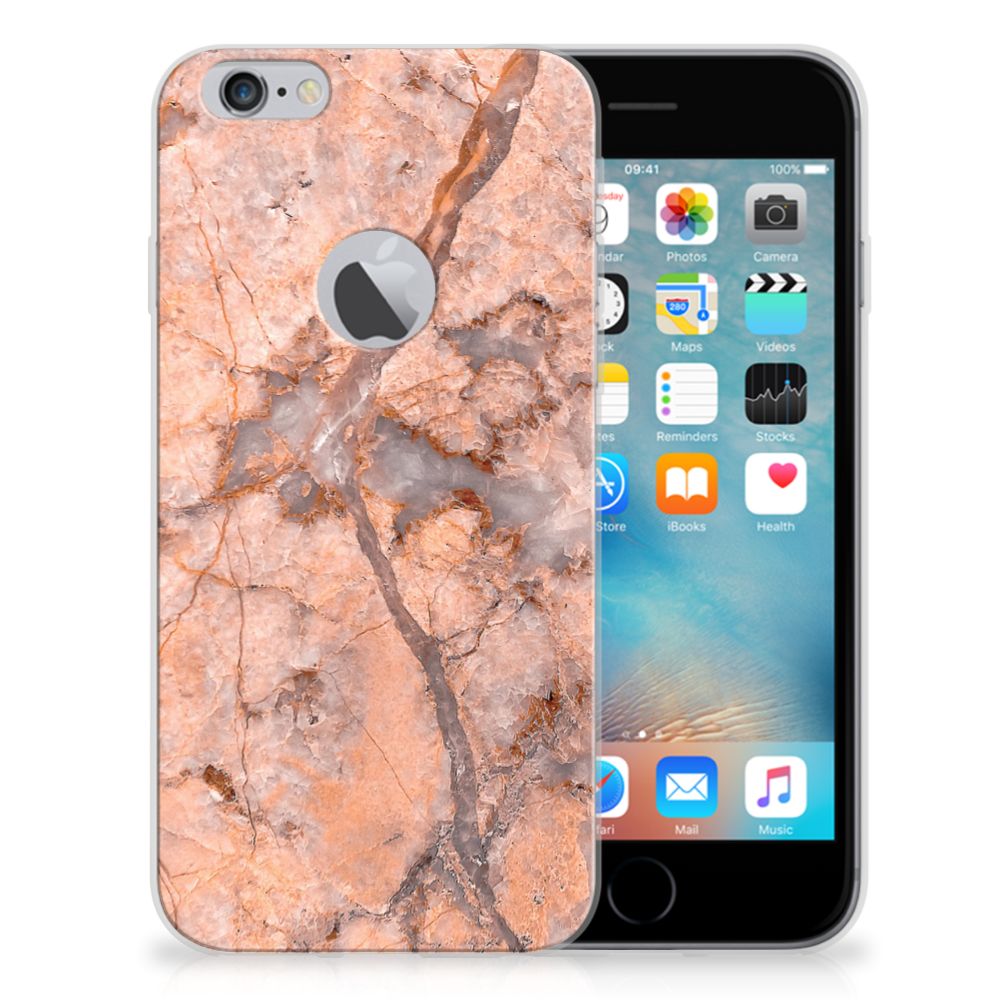 Apple iPhone 6 Plus | 6s Plus TPU Siliconen Hoesje Marmer Oranje