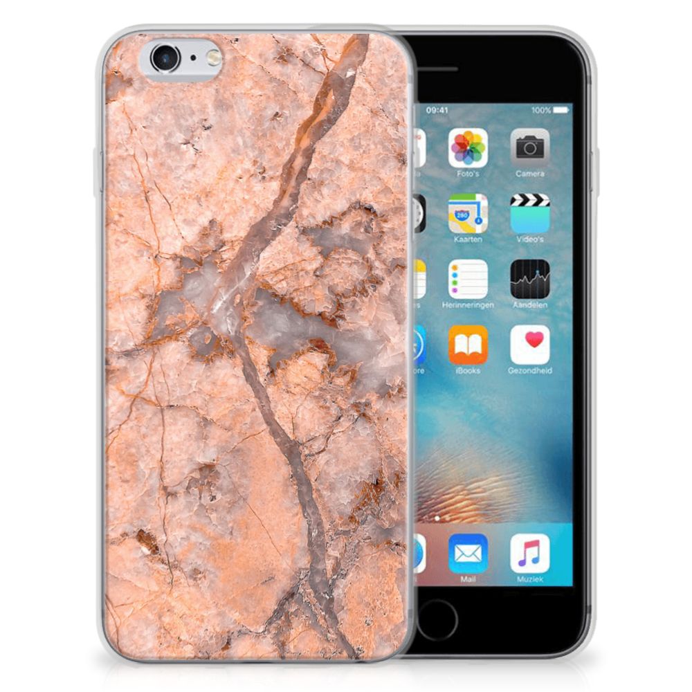 Apple iPhone 6 | 6s TPU Hoesje Design Marmer Oranje