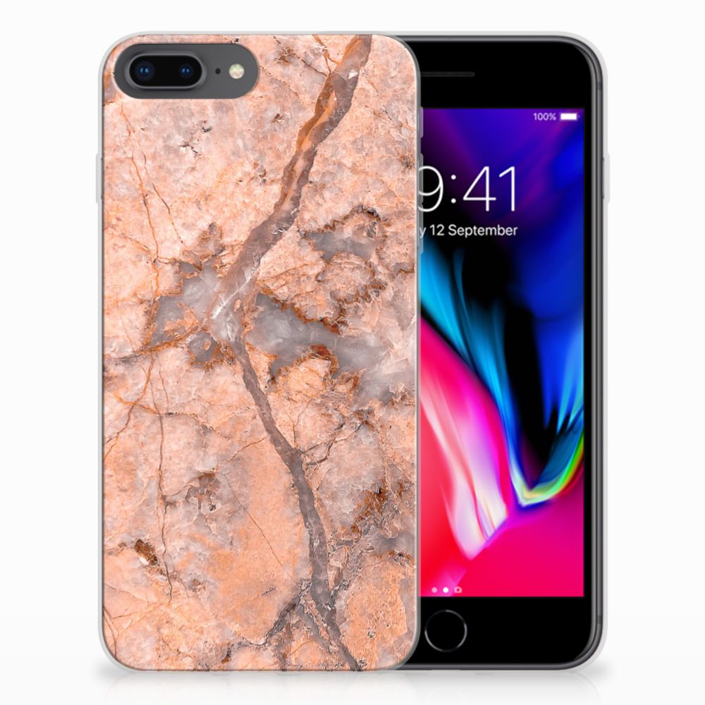 Apple iPhone 7 Plus | 8 Plus TPU Siliconen Hoesje Marmer Oranje
