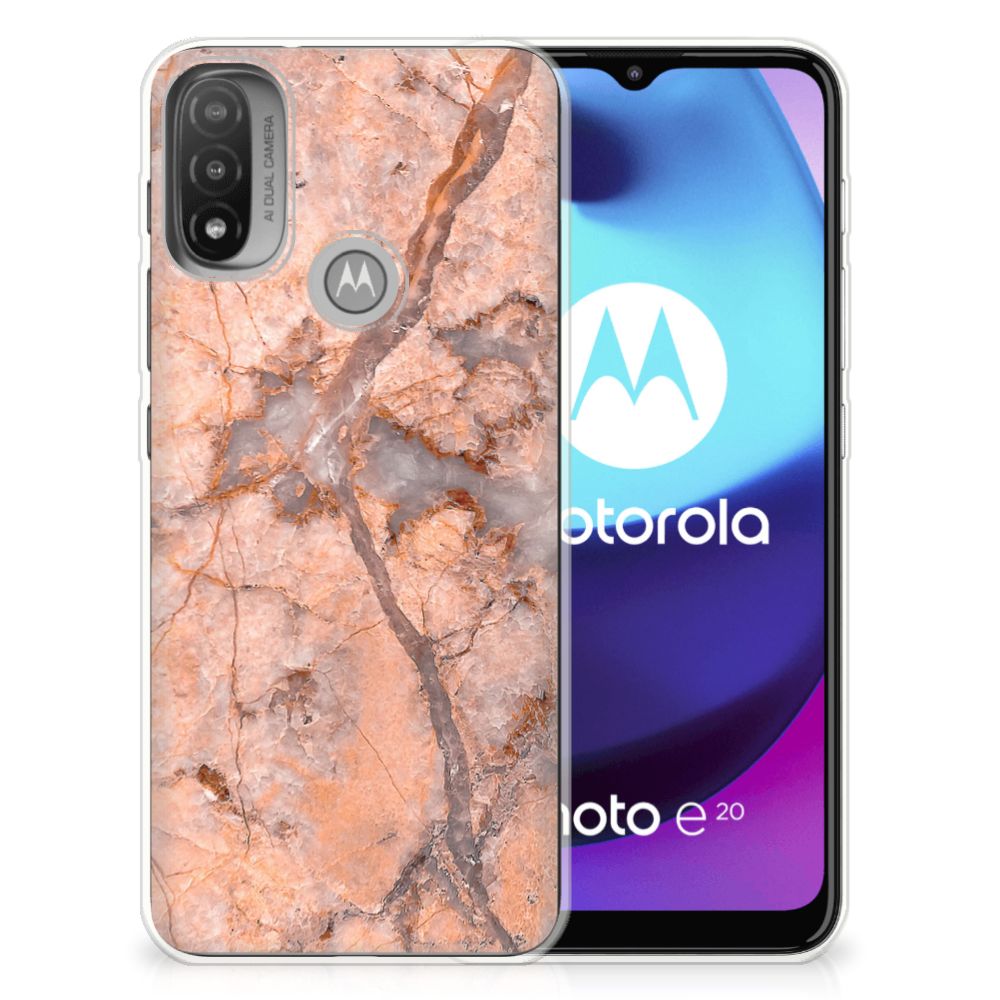 Motorola Moto E20 | E40 TPU Siliconen Hoesje Marmer Oranje