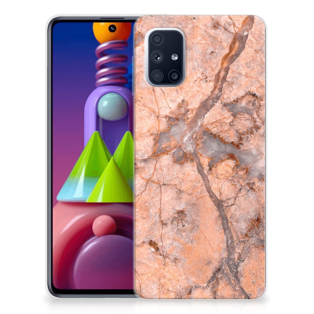 Samsung Galaxy M51 TPU Siliconen Hoesje Marmer Oranje