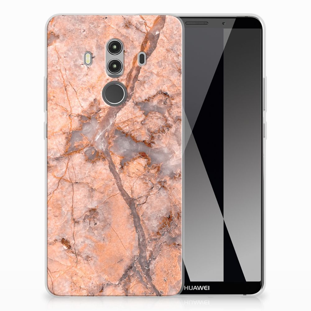 Huawei Mate 10 Pro TPU Siliconen Hoesje Marmer Oranje