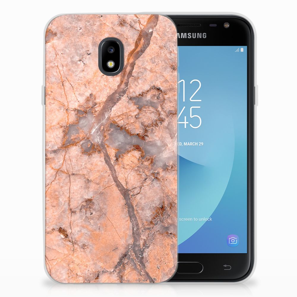 Samsung Galaxy J3 2017 TPU Siliconen Hoesje Marmer Oranje