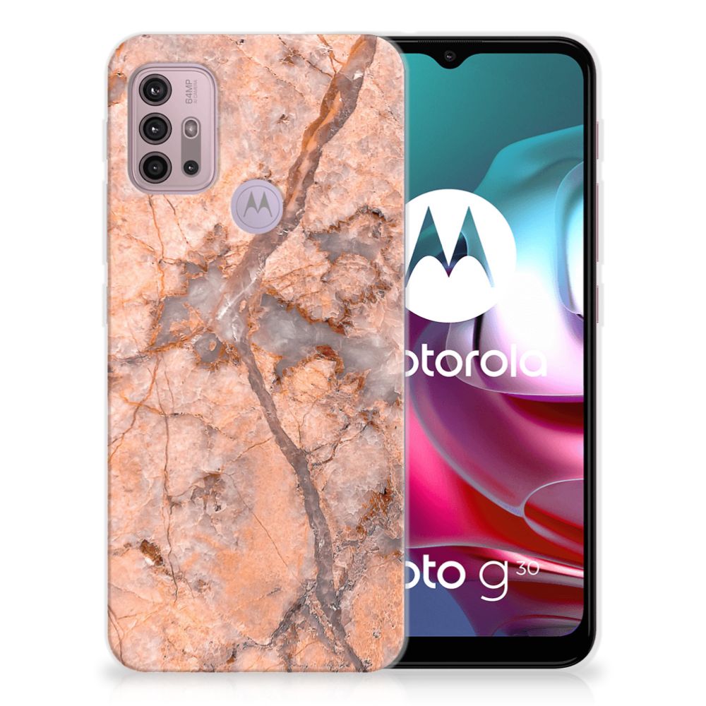 Motorola Moto G30 | G10 TPU Siliconen Hoesje Marmer Oranje