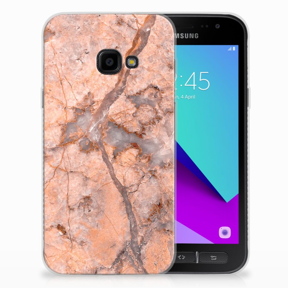 Samsung Galaxy Xcover 4 | Xcover 4s TPU Siliconen Hoesje Marmer Oranje