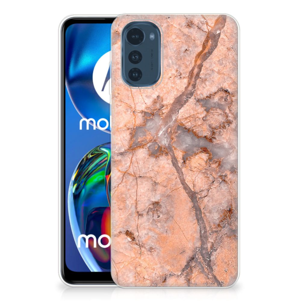 Motorola Moto E32/E32s TPU Siliconen Hoesje Marmer Oranje