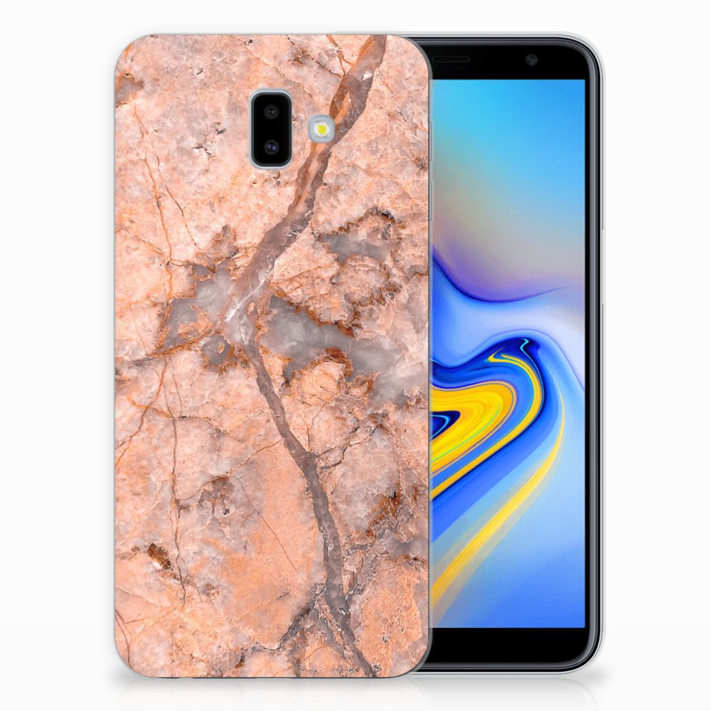 Samsung Galaxy J6 Plus (2018) TPU Hoesje Design Marmer Oranje