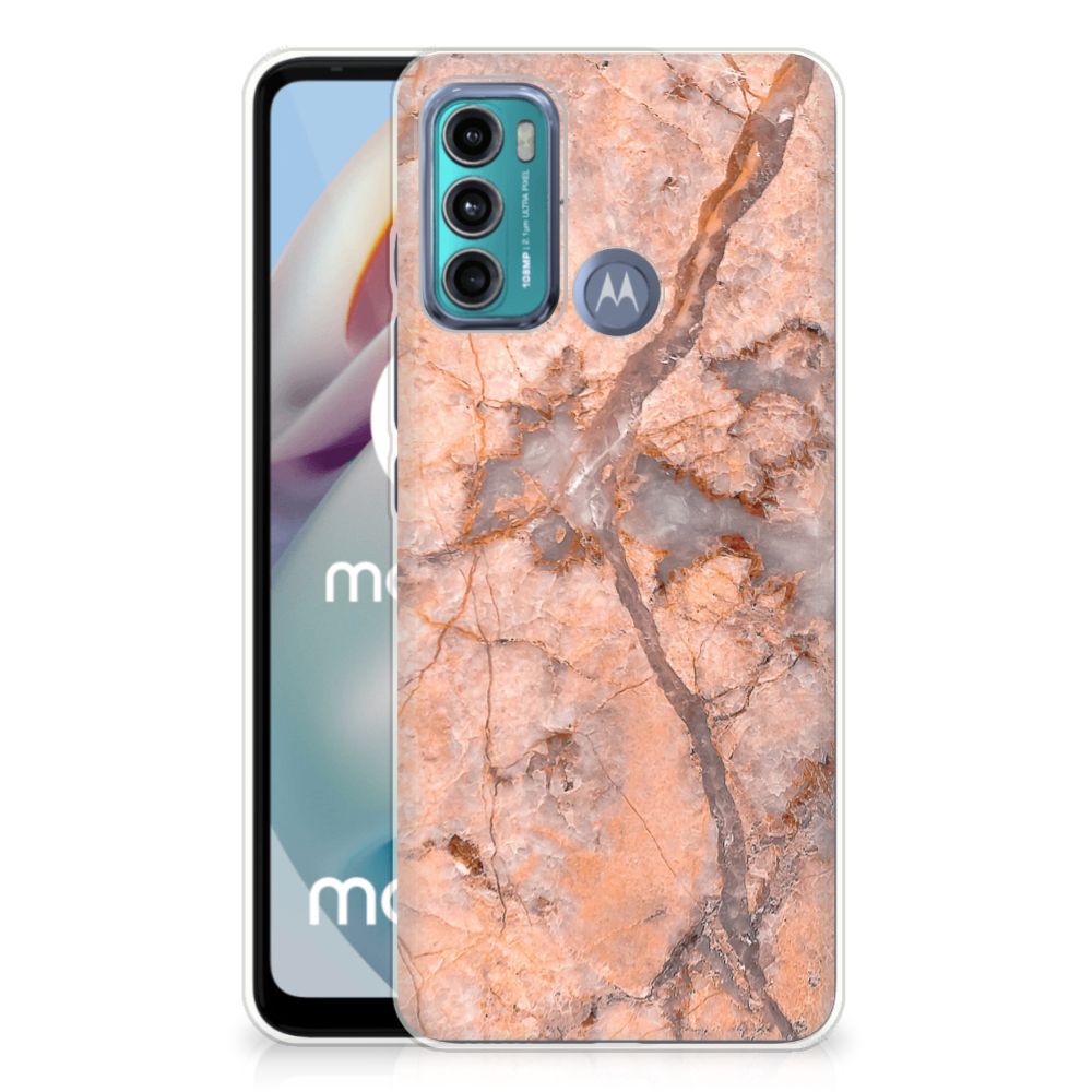 Motorola Moto G60 TPU Siliconen Hoesje Marmer Oranje