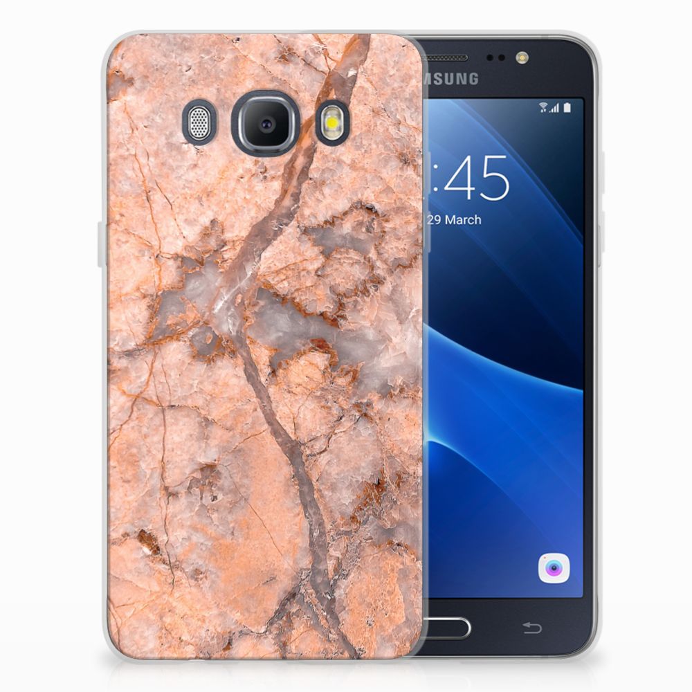 Samsung Galaxy J5 2016 TPU Siliconen Hoesje Marmer Oranje