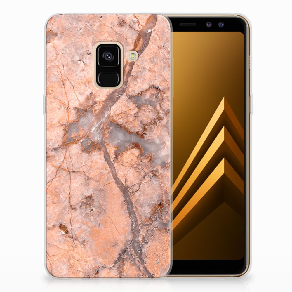 Samsung Galaxy A8 (2018) TPU Siliconen Hoesje Marmer Oranje