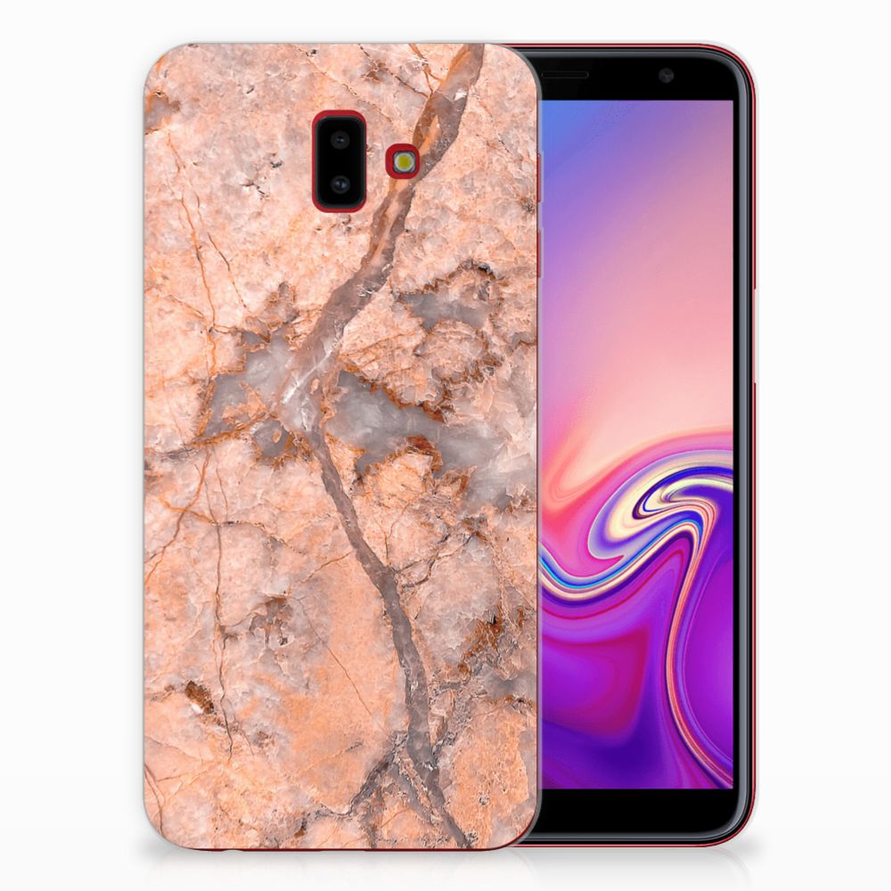 Samsung Galaxy J6 Plus (2018) TPU Siliconen Hoesje Marmer Oranje