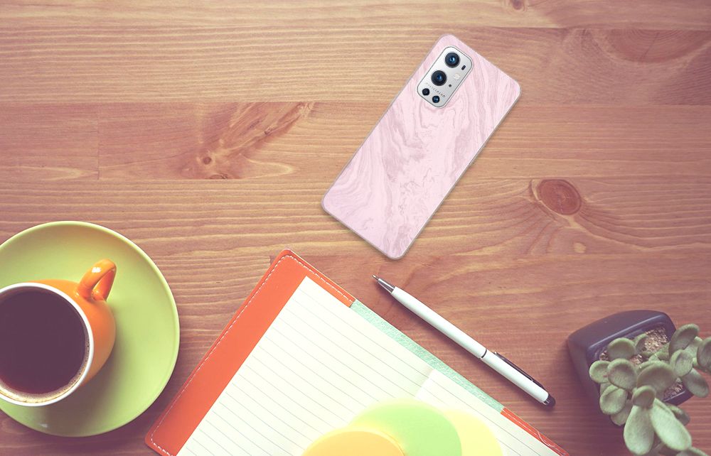 OnePlus 9 Pro TPU Siliconen Hoesje Marble Pink - Origineel Cadeau Vriendin