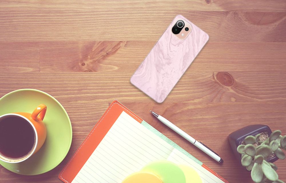 Xiaomi Mi 11 Lite | 11 Lite 5G NE TPU Siliconen Hoesje Marble Pink - Origineel Cadeau Vriendin