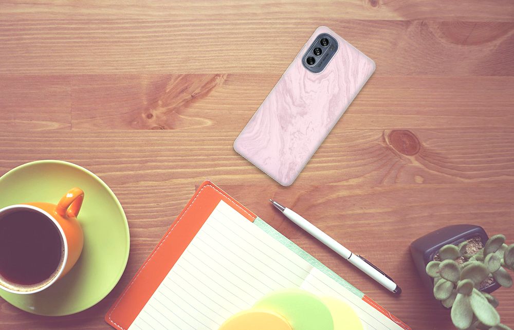 Motorola Moto G62 5G TPU Siliconen Hoesje Marble Pink - Origineel Cadeau Vriendin