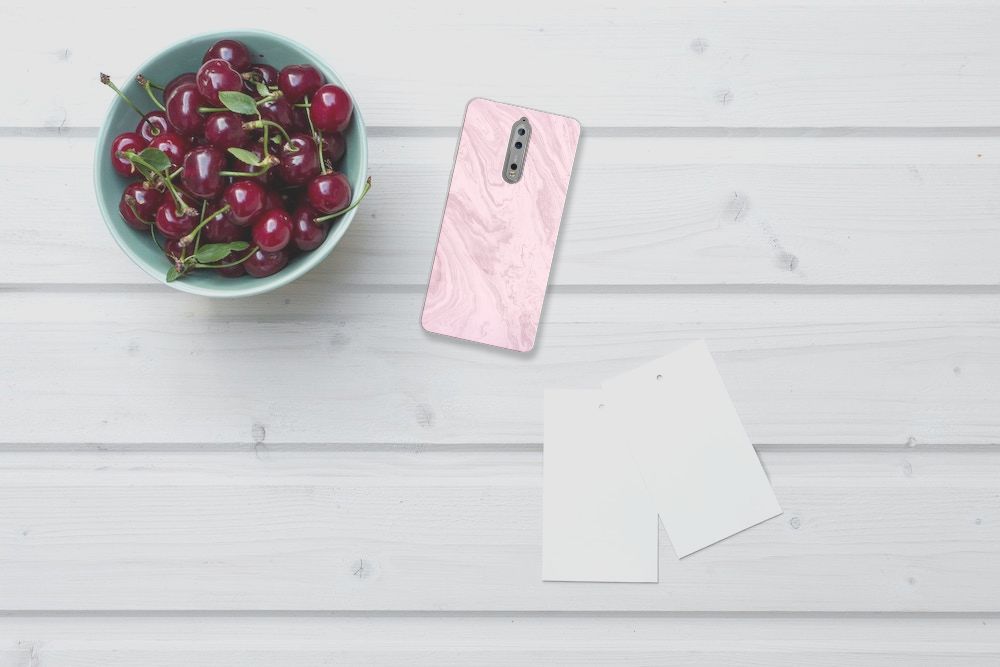 Nokia 8 TPU Siliconen Hoesje Marble Pink - Origineel Cadeau Vriendin